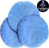nextclimb double thick microfiber bonnet applicator pads - reversible soft auto buffing and wax applicator covers for car orbital buffer polisher (medium 7-8 inches, 3-pack) logo