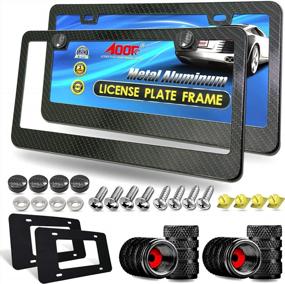 img 4 attached to Upgrade Your Car'S Look With Aootf Carbon Fiber License Plate Frames - Durable, Rust-Proof, And Easy To Install - Includes Front & Rear Mounting Kit!