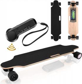 img 4 attached to Electric Skateboard Youth Longboard - Wireless Remote, 12 MPH Top Speed, 10 KM Range, 7 Layers Maple US Stock!