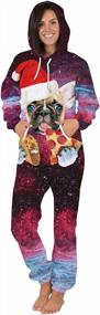 img 2 attached to PIZOFF Рождественские костюмы унисекс: пижамный комбинезон с капюшоном из полиэстера с 3D-принтом