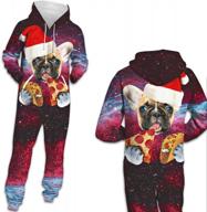 pizoff рождественские костюмы унисекс: пижамный комбинезон с капюшоном из полиэстера с 3d-принтом логотип