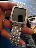 img 1 attached to Secbolt Bling Beaded Bracelet For Apple Watch 38Mm-45Mm - Women'S Pearl Rhinestone Case Compatible With SE Series 8/7/6/5/4/3/2/1 review by Emily Allen