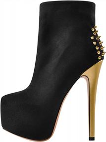 img 4 attached to LISHAN Women'S Platform 6In Stiletto Heel Black Ankle High Boots