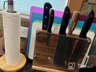 img 1 attached to Organize Your Kitchen With ENOKING'S Magnetic Knife Block - Natural Wooden Holder W/ Acrylic Shield Protection & Double-Sided Stand! review by Kenkoy Braggs
