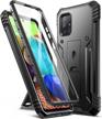 ultimate protection for your samsung galaxy a71 5g uw (verizon version): poetic revolution case with full-body rugged shockproof design, kickstand and built-in-screen protector in black logo