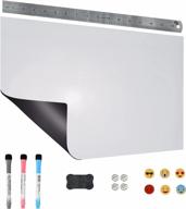 magnetic flex whiteboard with stainless steel ruler - a3 size fridge/wall message center, dry erase pad, and office magnet board - ideal for kitchen, home and office organization (white) logo