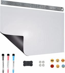 img 4 attached to Magnetic Flex Whiteboard With Stainless Steel Ruler - A3 Size Fridge/Wall Message Center, Dry Erase Pad, And Office Magnet Board - Ideal For Kitchen, Home And Office Organization (White)
