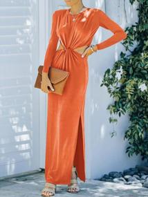 img 3 attached to Prinbara Cutout Knit Maxi Dress For Women - Long Sleeves, Slit, Perfect For Casual Parties