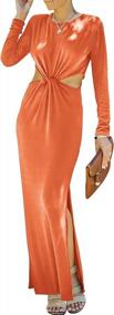 img 4 attached to Prinbara Cutout Knit Maxi Dress For Women - Long Sleeves, Slit, Perfect For Casual Parties