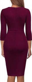 img 3 attached to Knitee Women'S Retro 50S 3/4 Sleeve Ruffle Square Neck Business Cocktail Pencil Dress