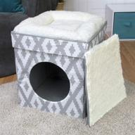 🐱 exclusive chesapeake bay premium x-large stackable cozy cat cube house bed: the ultimate comfort haven for your feline companions логотип