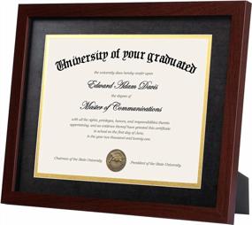 img 2 attached to 11X14 Diploma Frame Certificate Degree Document Frame, 2 Pack 8.5 X 11 With Mat For Wall & Tabletop, Mahogany Double Mat High Definition Glass