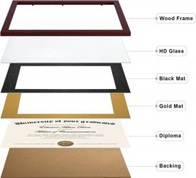 img 3 attached to 11X14 Diploma Frame Certificate Degree Document Frame, 2 Pack 8.5 X 11 With Mat For Wall & Tabletop, Mahogany Double Mat High Definition Glass