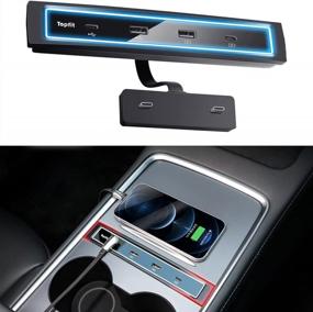 img 4 attached to Revamp Your Ride With Topfit'S 2021-2023 USB LED Hub Compatible Docking Station For Tesla Model 3/Y Center Console - Smart Sensor Included