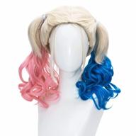 women's curly pink and blue wig with two ponytails - ideal for halloween costume party or cosplay logo