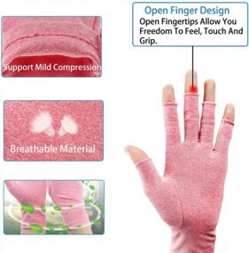 img 1 attached to Компрессионные перчатки без пальцев для облегчения боли при артрите, новый материал, ревматоидный остеоартрит и кистевой туннель (розовый, большой)