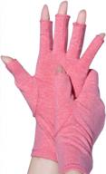 компрессионные перчатки без пальцев для облегчения боли при артрите, новый материал, ревматоидный остеоартрит и кистевой туннель (розовый, большой) логотип