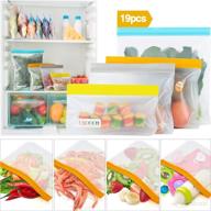 19 packs reusable silicone ziploc bags: keep food fresh longer, leak-proof & easy to clean - bpa-free & freezer safe silicone food storage bags логотип