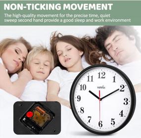 img 2 attached to Hippih'S 2 Pack Non-Ticking Wall Clocks - Silent & Easy-To-Read 10 Inch Quartz Timepieces For Home Or Office Decor