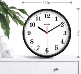 img 1 attached to Hippih'S 2 Pack Non-Ticking Wall Clocks - Silent & Easy-To-Read 10 Inch Quartz Timepieces For Home Or Office Decor