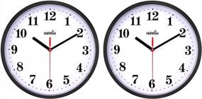 img 4 attached to Hippih'S 2 Pack Non-Ticking Wall Clocks - Silent & Easy-To-Read 10 Inch Quartz Timepieces For Home Or Office Decor