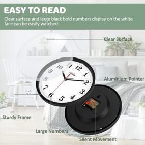 img 3 attached to Hippih'S 2 Pack Non-Ticking Wall Clocks - Silent & Easy-To-Read 10 Inch Quartz Timepieces For Home Or Office Decor