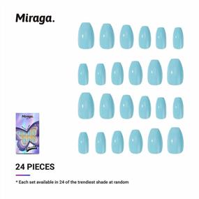 img 3 attached to Long-Lasting Press On Nails Set In Light Sky Blue With Bonus Prep Pad, Mini File, Cuticle Stick, And 24 Reusable Faux Nails By Miraga
