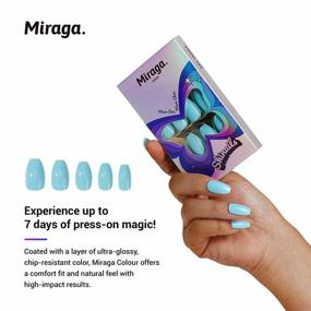 img 2 attached to Long-Lasting Press On Nails Set In Light Sky Blue With Bonus Prep Pad, Mini File, Cuticle Stick, And 24 Reusable Faux Nails By Miraga