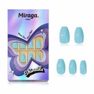 long-lasting press on nails set in light sky blue with bonus prep pad, mini file, cuticle stick, and 24 reusable faux nails by miraga логотип