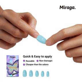 img 1 attached to Long-Lasting Press On Nails Set In Light Sky Blue With Bonus Prep Pad, Mini File, Cuticle Stick, And 24 Reusable Faux Nails By Miraga