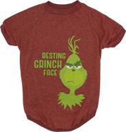 🐶 resting grinch face dog t-shirt (brown) - grinch dog clothes for christmas, suitable for all sized dogs - available in multiple sizes - sizing chart included logo