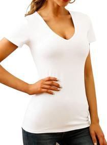 img 2 attached to Basic Modal Crewneck Short Sleeve Tee Tops For Women By MANGDIUP - Ideal For Everyday Wear