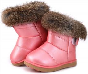 img 4 attached to Fur Lined Winter Boots Shoes For Toddler Girls By LONSOEN