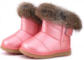 img 3 attached to Fur Lined Winter Boots Shoes For Toddler Girls By LONSOEN