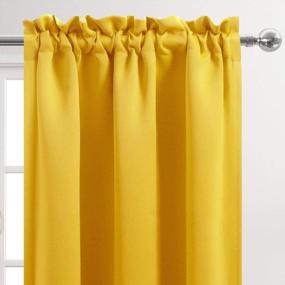 img 1 attached to DWCN Yellow Blackout Curtains - Set Of 2 Room Darkening Thermal Insulated Bedroom Window Panels With 42 X 84 Inches Long Rod Pocket Drapes