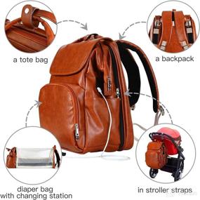 img 3 attached to Leather Backpack Changing Station Multifunctional