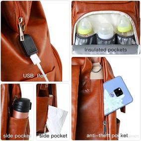 img 1 attached to Leather Backpack Changing Station Multifunctional