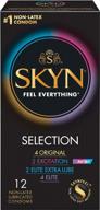 разновидность нелатексных презервативов skyn — 12 шт. — включает skyn original, excitation, elite и elite extra lube логотип