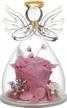 romantic gifts for mom: pink rose flower in glass angel figurines - perfect birthday and valentine's day gift for women, angelic roses for her, best friend, and loved ones logo