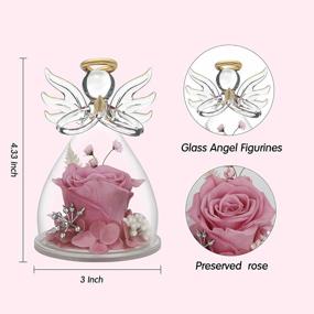 img 1 attached to Romantic Gifts For Mom: Pink Rose Flower In Glass Angel Figurines - Perfect Birthday And Valentine'S Day Gift For Women, Angelic Roses For Her, Best Friend, And Loved Ones