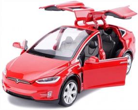 img 4 attached to ANTSIR Car Model X 1:32 Scale Alloy Diecast Pull Back Электронные игрушки с подсветкой и музыкой, мини-автомобили Игрушки для детей Подарок (красный)