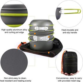 img 2 attached to G4Free 13-Piece Camping Cookware Mess Kit: Non Stick Pot, Knife & Spoon Set For Hiking And Backpacking Picnics
