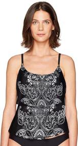 img 1 attached to Stylish and Flattering 24th & Ocean Women's 2-Tiered Ruffle Tankini Swimsuit Top
