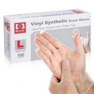 100 count large disposable vinyl gloves - clear powder free latex 🧤 free pvc medical exam gloves for food service, food handling, and household cleaning logo