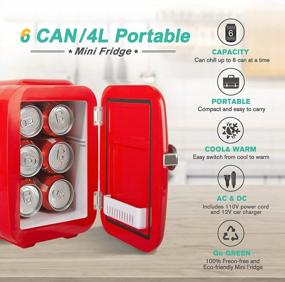 img 3 attached to CROWNFUL 4L Portable Mini Fridge And Warmer For Skin Care, Cosmetics, Food - Perfect For Bedroom, Office, Car, Dorm - ETL Listed (Red)