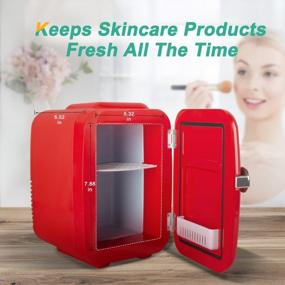 img 1 attached to CROWNFUL 4L Portable Mini Fridge And Warmer For Skin Care, Cosmetics, Food - Perfect For Bedroom, Office, Car, Dorm - ETL Listed (Red)