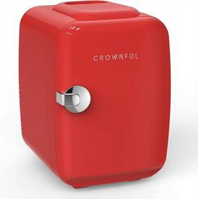 img 4 attached to CROWNFUL 4L Portable Mini Fridge And Warmer For Skin Care, Cosmetics, Food - Perfect For Bedroom, Office, Car, Dorm - ETL Listed (Red)