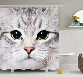 img 2 attached to Rustic Cat Lover Shower Curtain With Digital Photography Of Kitten - Domestic Pet Cloth Fabric Bathroom Decor Set With Hooks - Multicolor Print - 69" W X 70" L By Ambesonne