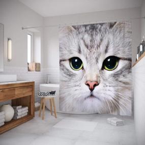 img 1 attached to Rustic Cat Lover Shower Curtain With Digital Photography Of Kitten - Domestic Pet Cloth Fabric Bathroom Decor Set With Hooks - Multicolor Print - 69" W X 70" L By Ambesonne