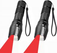 dual color tactical led flashlight with white light & red light option for night hunting astronomy aviation, 2 pack logo